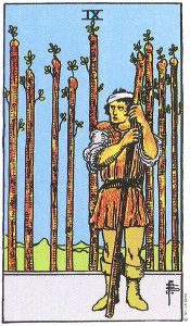 Nine of Wands--Rider Waite tarot