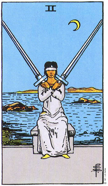 Two of Swords--Rider-Waite tarot