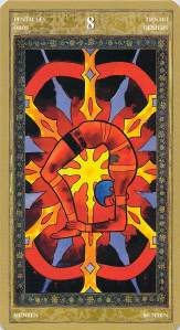 Eight of Pentacles--Yoga Tarot by Lo Scarabeo