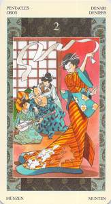 Two of Pentacles--Samurai Tarot