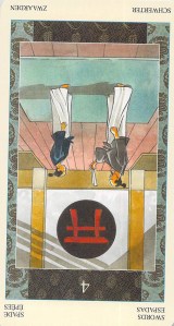 Four of Swords reversed--Samurai Tarot