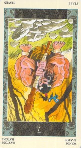 Seven of Wands reversed--Samurai Tarot
