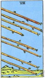 Eight of Wands--Rider-Waite