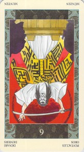 Six of Pentacles reversed--Samurai Tarot