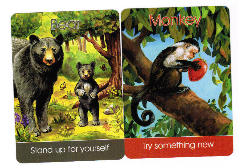 Monkey and Bear from the Children's Spirit Animal Cards