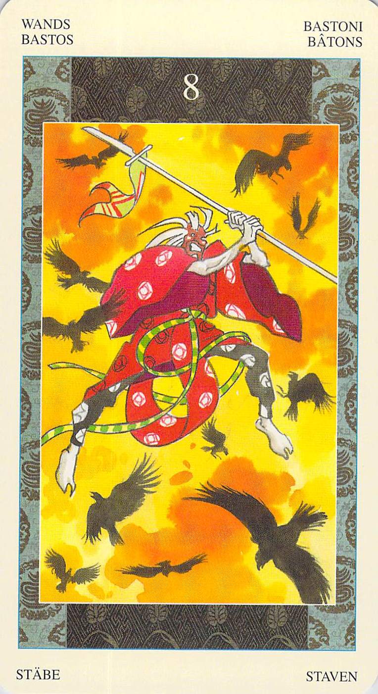 Eight of Wands--Samurai Tarot