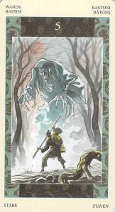 Five of Wands -- Samurai Tarot